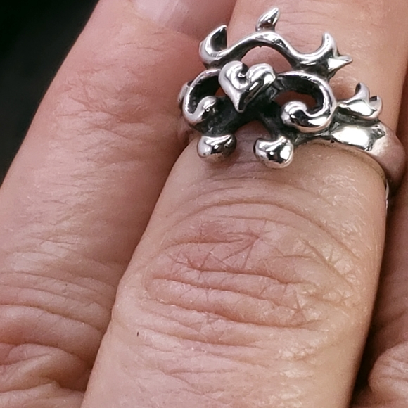 Artisan Hand Made Sterling Flame Heart Ring - Picture 4 of 13